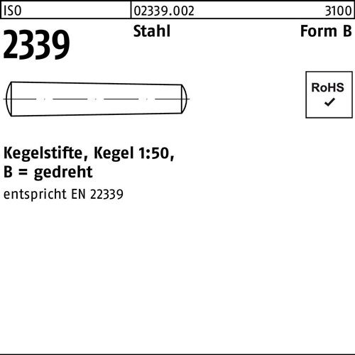 Kegelstift ISO 2339 gedreht B 6,5x 36 Stahl Kegel 1:50 100 Stück