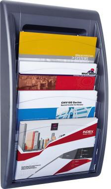 Paperflow Prospekthalter 4060.11 DIN A4 quer 4Fächer anthrazit