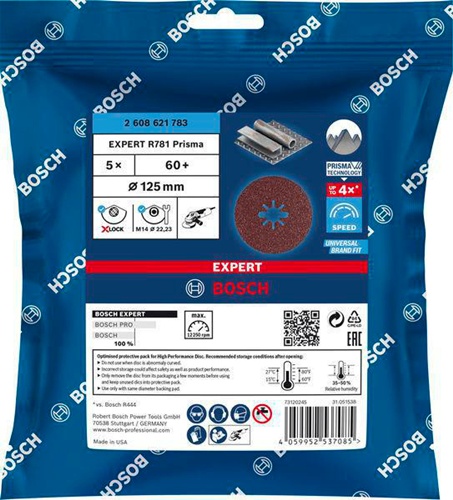 Bosch Fiberscheibe EXPERT R781 Prisma Ceramic D.125mm Körnung 60 X-LOCK 5 St.