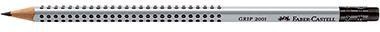 Faber-Castell Bleistift GRIP 2001 117200 mit Radierer HB silbergrau