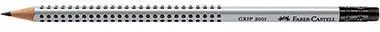 Faber-Castell Bleistift GRIP 2001 117200 mit Radierer HB silbergrau