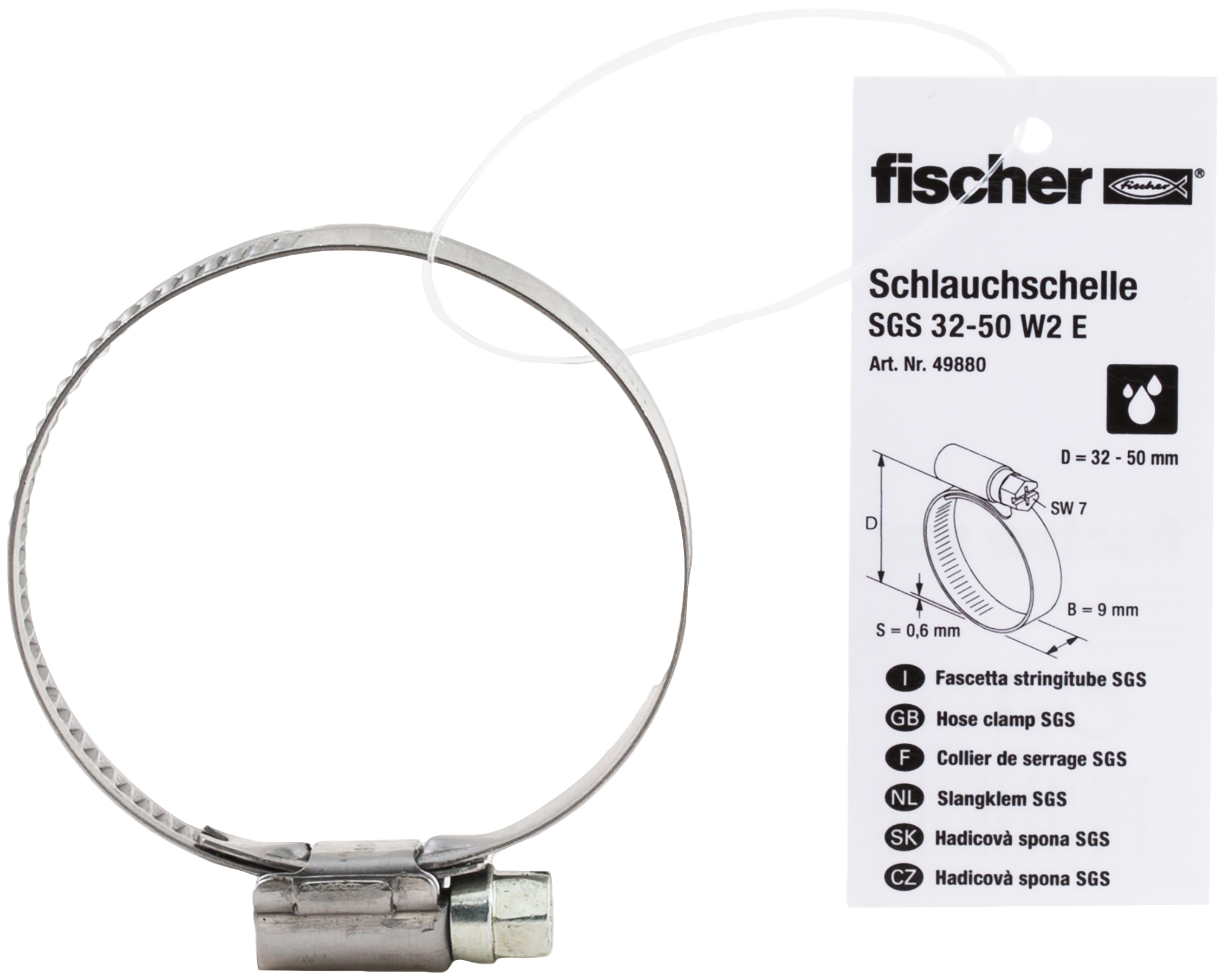 fischer Schlauchschelle SGS 32 - 50 W2 Einzelpreisauszeichnung