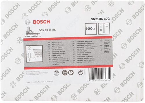 Bosch Rundkopfstreifennagel SN21RK 80G Kopf-D.7mm L.80mm Schaft-D.3,1mm glatt verzinkt