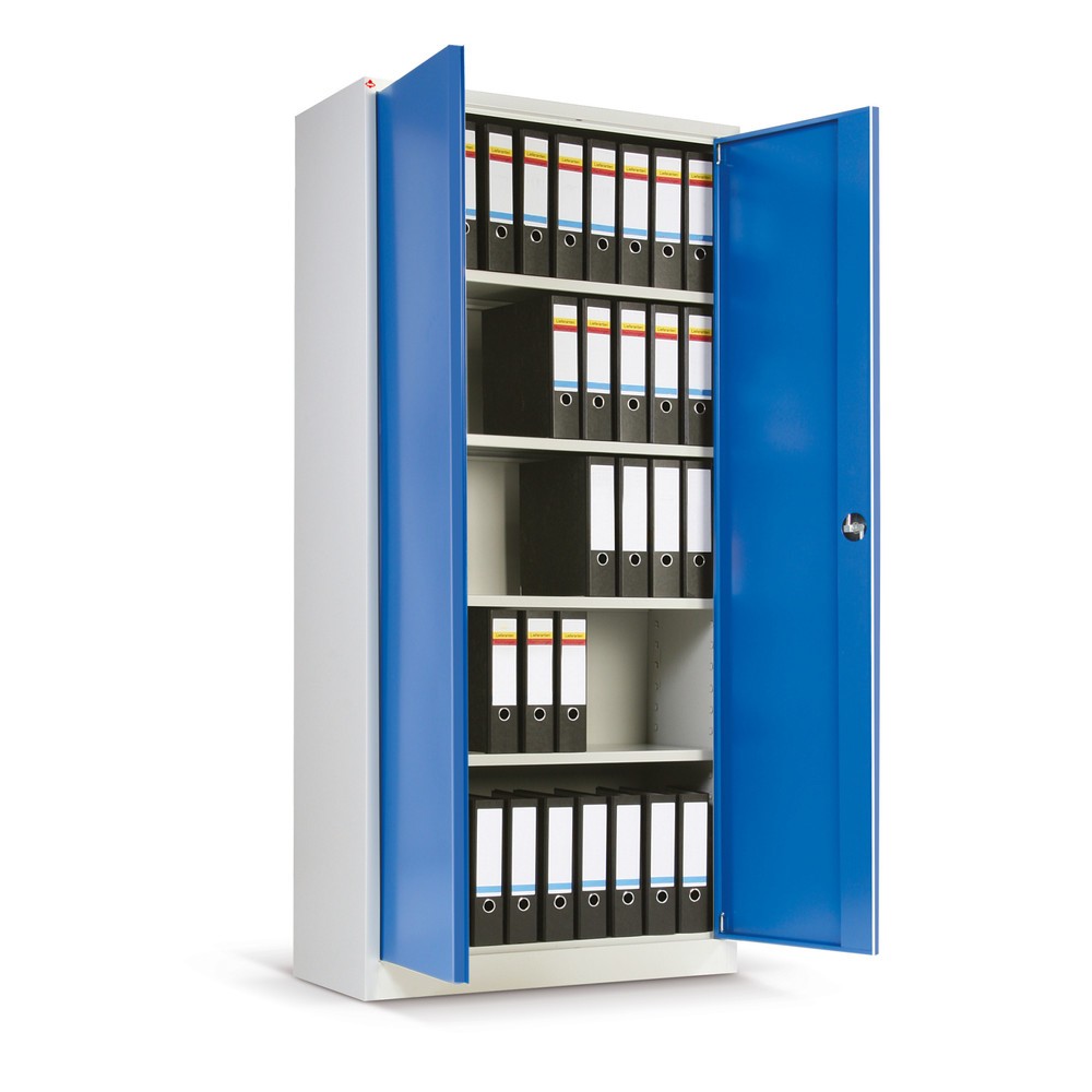 HEMMDAL Flügeltürschrank, HxBxT 1.800 x 800 x 380 mm, lichtgrau/enzianblau