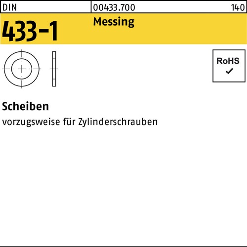 Scheibe DIN 433-1 6,4x11x1,6 Messing 1000 Stück