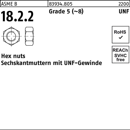 Sechskantmutter R 83934 UNF-Gewinde 7/16 Grade 5 (~8) 100 Stück