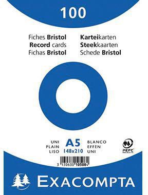 Exacompta Karteikarte 10508E DIN A5 blanko weiß 100 St./Pack.