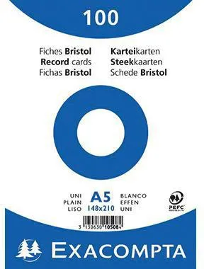 Exacompta Karteikarte 10508E DIN A5 blanko weiß 100 St./Pack.