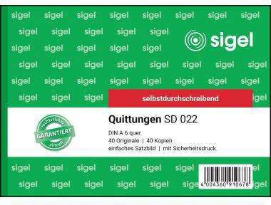 SIGEL Quittung SD022 DIN A6 quer selbstdurchschreibend 2x40Blatt