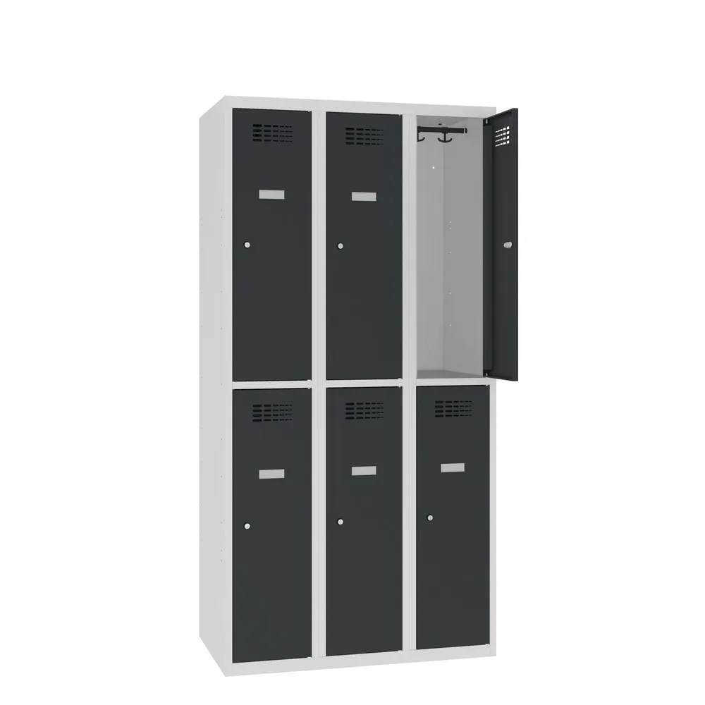 Steinbock® Kleiderspind, bodenstehend, 2-stöckig, 6 Fächer, Drehriegelverschluss