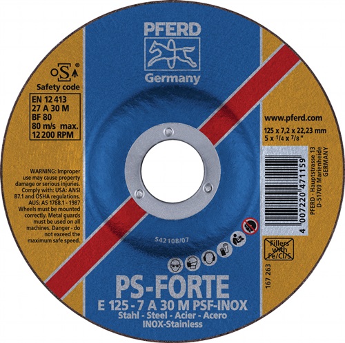Schruppscheibe M PSF D180xS8,3mm gekr.Bohr.22,23mm PFERD
