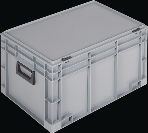Ku.-Koffer L600xB400xH333mm PP 2 Griffe Schiebeverschluss grau 62,2l LOCKWEILER