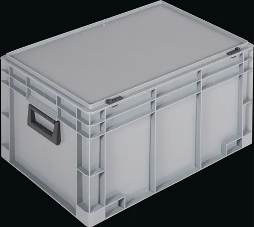Ku.-Koffer L600xB400xH333mm PP 2 Griffe Schiebeverschluss grau 62,2l LOCKWEILER