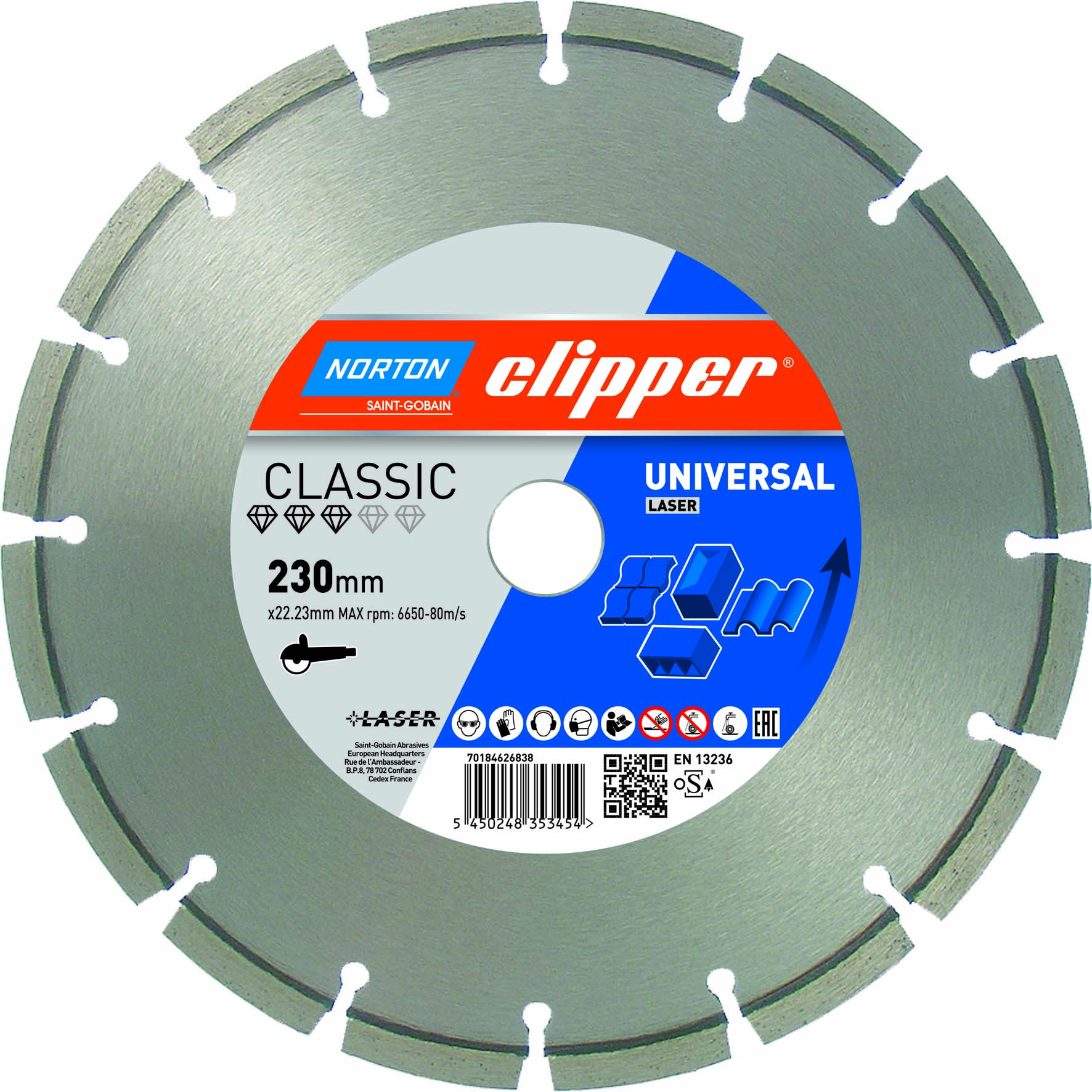 Norton Clipper Diamanttrennscheibe Classic Universal Laser - 350  x  20 mm