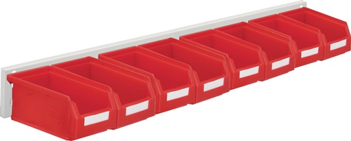 Sichtlagerkastenset H100xB920xT180mm Stahlblech/Polyethylen Ku.-besch.rot