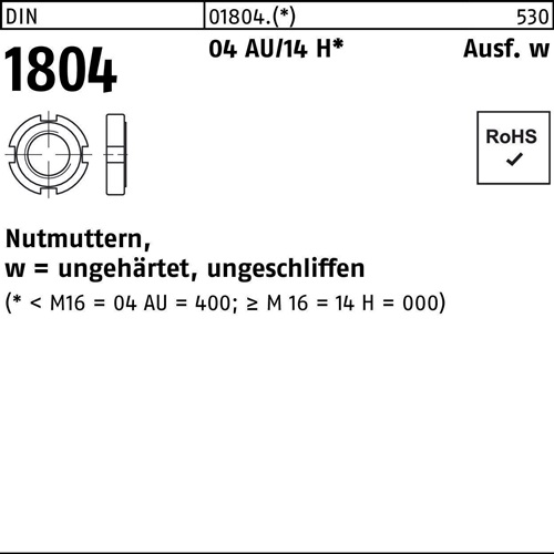 Nutmutter DIN 1804 M 80 x 2 Automatenstahl/14 H 5 Stück