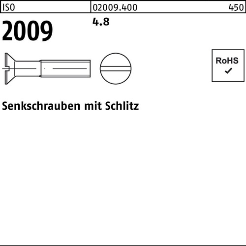 Senkschraube ISO 2009 Schlitz M6x 40 4.8 500 Stück