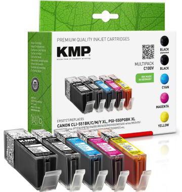 KMP Tintenpatrone 1519,0050 C100V wie PGI550XL/CLI551XL 5 St./Pack.