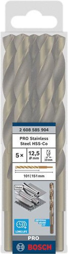 Bosch Metallbohrer PRO Stainless Steel Arbeits-L.101mm D.12,5mm L.151mm 5St.