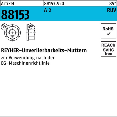 Unverlierbarkeitsmutter R 88153 M12 A 2 10 Stück