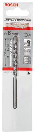 Bosch Betonbohrer Silver Percussion CYL-3 D.6mm Arbeits-L.60mm L.100mm Schaft-D.5,5mm