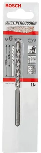 Bosch Betonbohrer Silver Percussion CYL-3 D.6mm Arbeits-L.60mm L.100mm Schaft-D.5,5mm