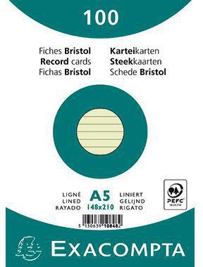 Exacompta Karteikarte 10848SE DIN A5 liniert grün 100 St./Pack.