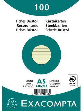 Exacompta Karteikarte 10848SE DIN A5 liniert grün 100 St./Pack.