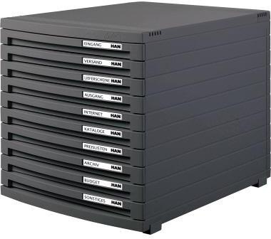 HAN Schubladenbox CONTUR 1510-191 A4/B4/C4 10Schübe geschl. d.gr/d.gr