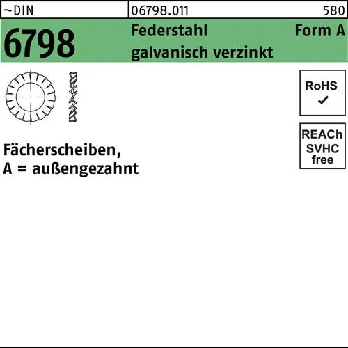 Fächerscheibe DIN 6798 FormA außengezahnt A 17 Federstahl galv.verz. 100St.