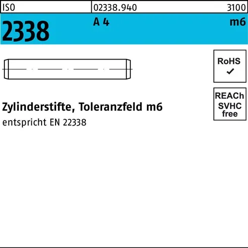 Zylinderstift ISO 2338 2 m6x 6 A 4 500 Stück
